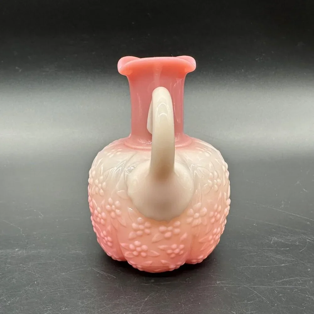 Antique Victorian Challinor Taylor Forget Me Not Floral Pink Glass Pitcher READ - Picture 5 of 10